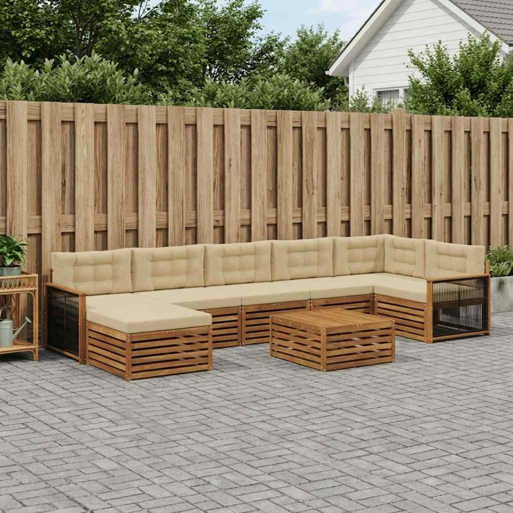 vidaXL Outdoor-Sofagarnitur mit Kissen 8 pcs Natur und Beige