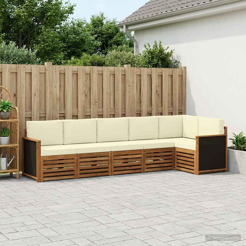 vidaXL Ecksofa Set mit Kissen 5 pcs Natur und Creme