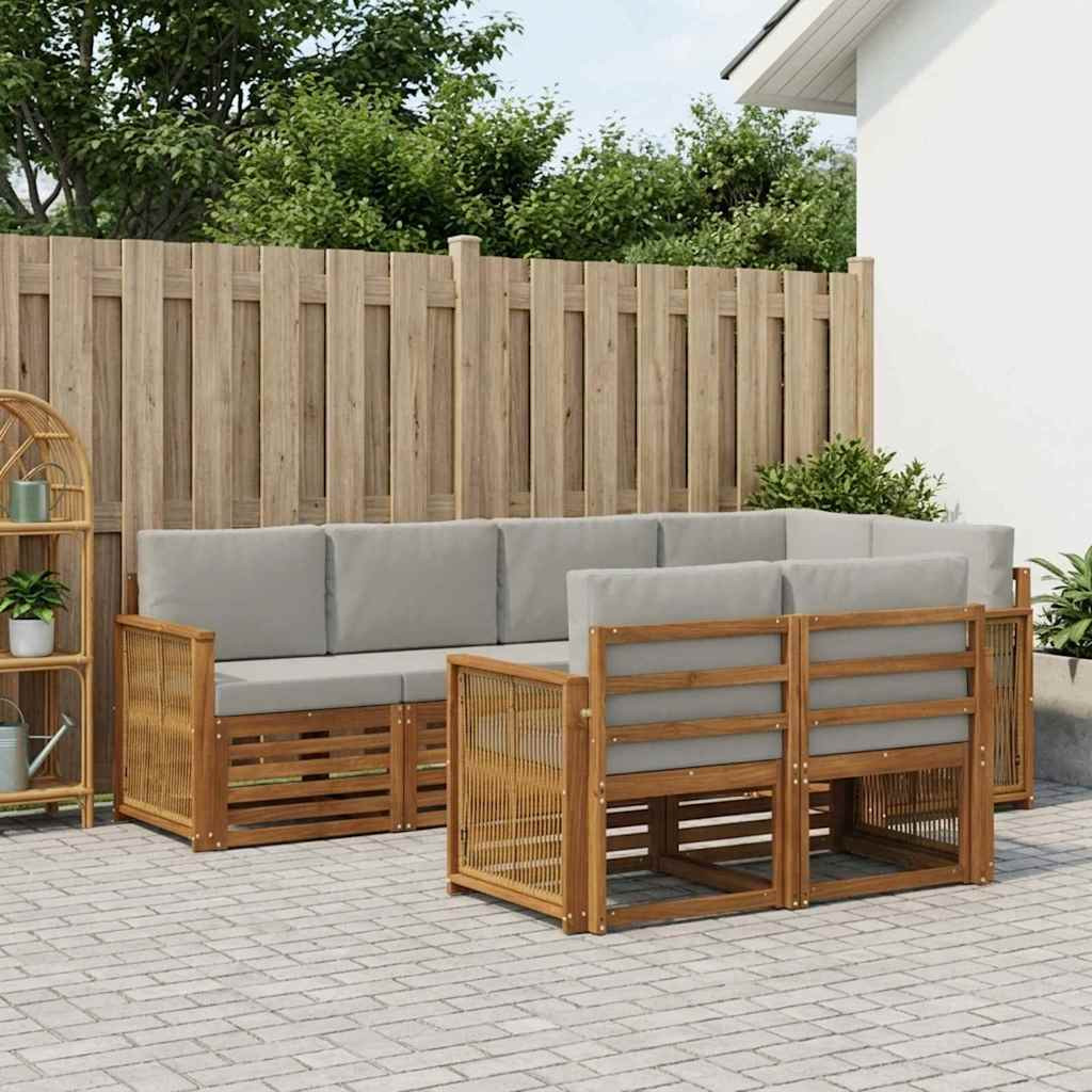 vidaXL Ecksofa Set mit Kissen 6 pcs Natürlich und Hellgrau
