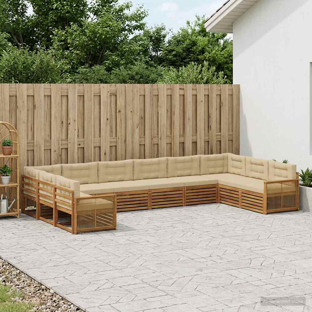 vidaXL Sofagarnituren mit Kissen 10 pcs Massivholz Akazie