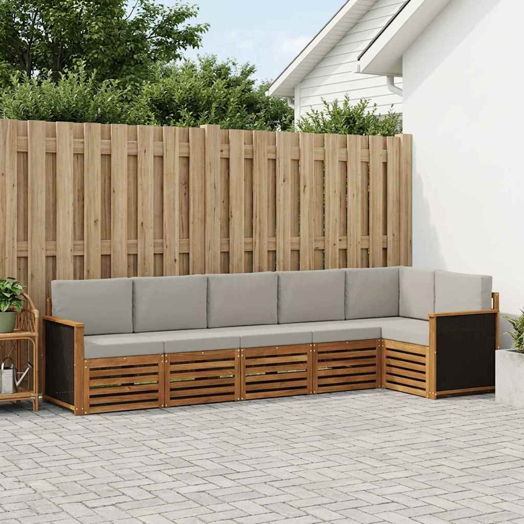 vidaXL Ecksofa Set mit Kissen 5 pcs Natürlich und Hellgrau