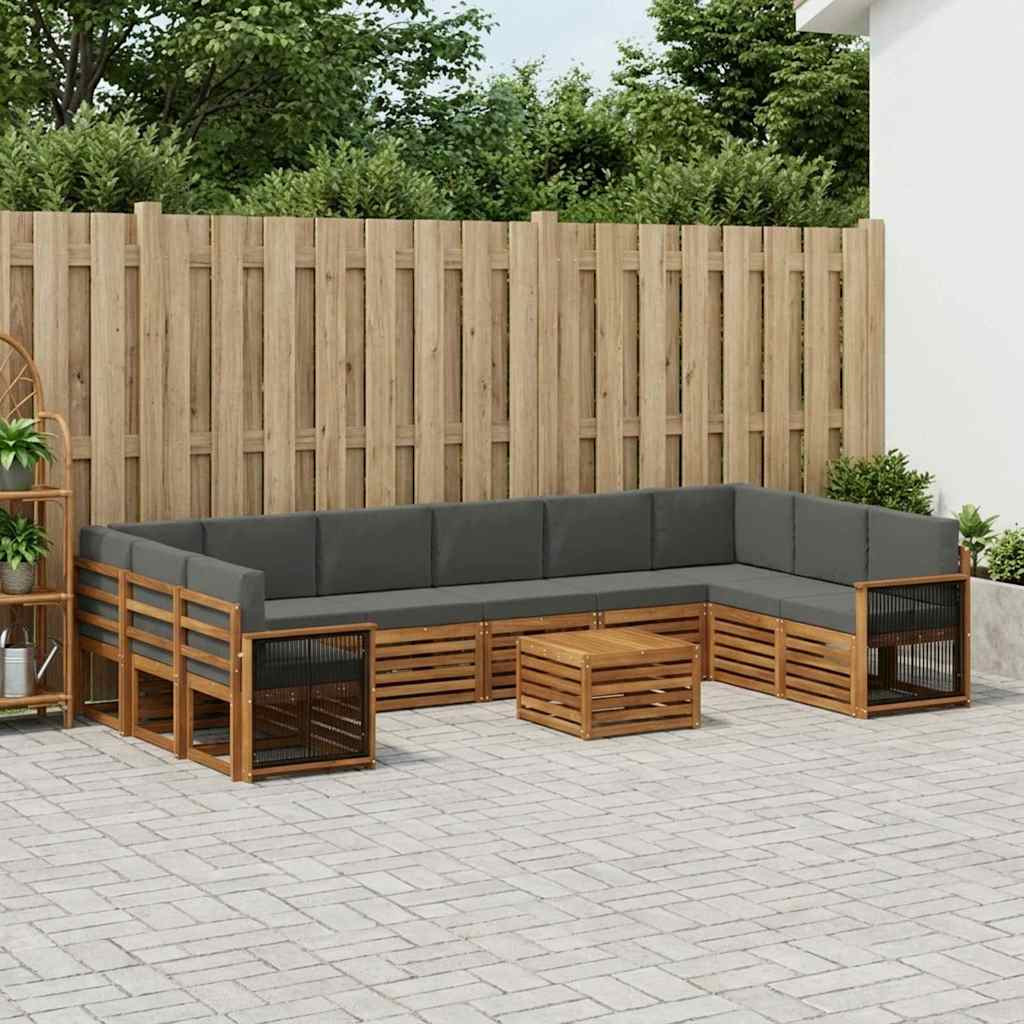vidaXL Outdoor-Sofagarnitur mit Kissen 8 pcs Natur und Anthrazit