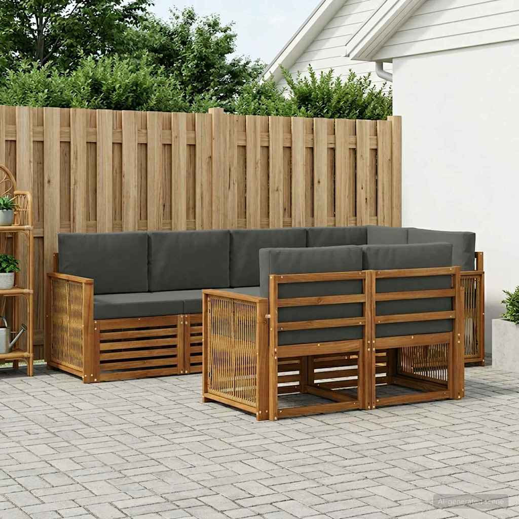 vidaXL Ecksofa Set mit Kissen 6 pcs Natur und Anthrazit