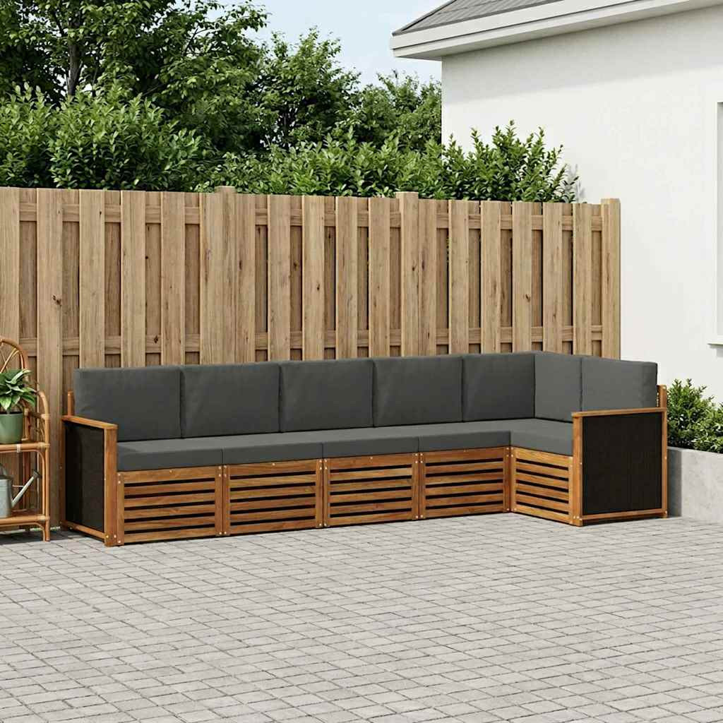 vidaXL Ecksofa Set mit Kissen 5 pcs Natur und Anthrazit