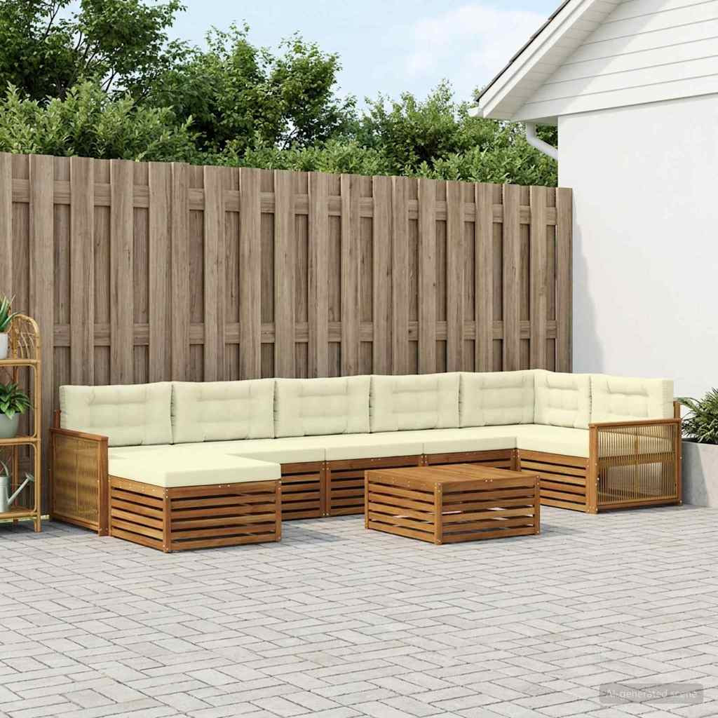 vidaXL Outdoor-Sofagarnitur mit Kissen 8 pcs Natur und Creme