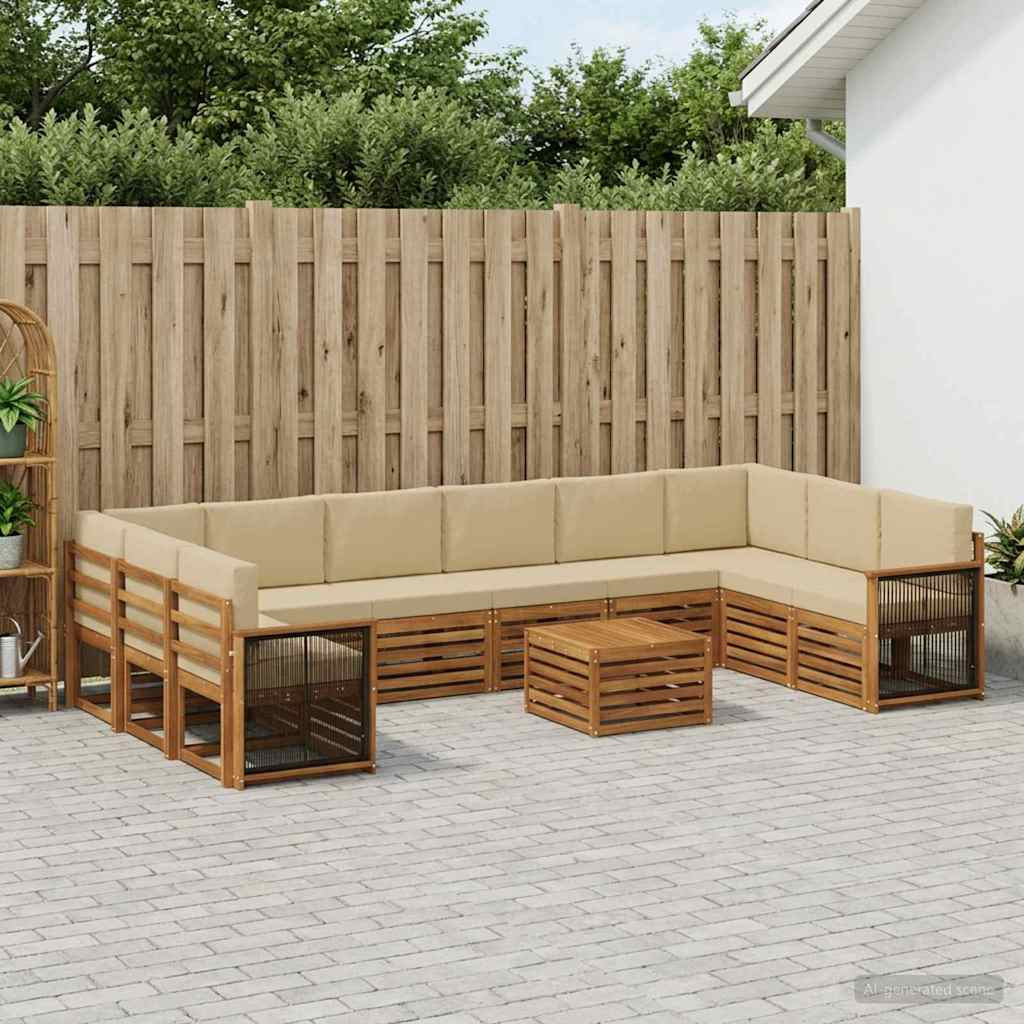 vidaXL Outdoor-Sofagarnitur mit Kissen 8 pcs Natur