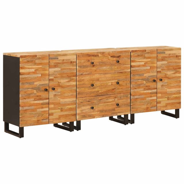 vidaXL Sideboard 3 pcs Braun 60 x 33 x 75 cm Massivholz Mango