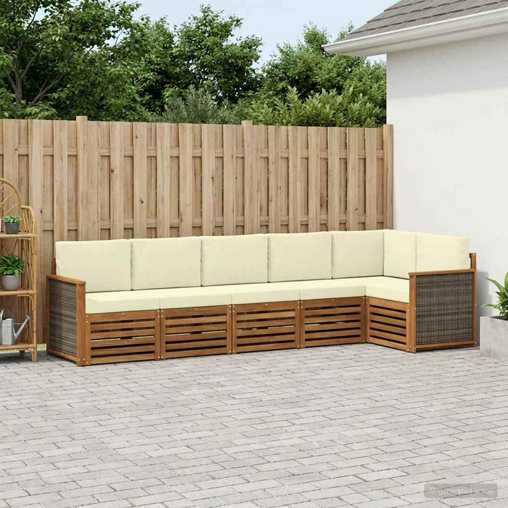 vidaXL Ecksofa Set mit Kissen 5 pcs Natur und Creme