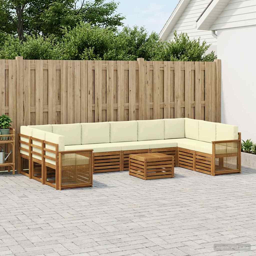 vidaXL Outdoor-Sofagarnitur mit Kissen 8 pcs Natur und Creme
