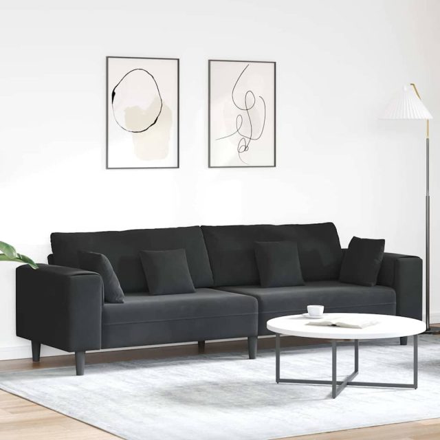 vidaXL Sofa Schwarz 250 x 77 x 76 cm Samt