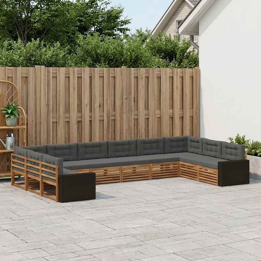 vidaXL Sofagarnituren mit Kissen 10 pcs Massivholz Akazie