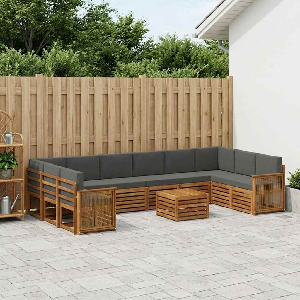 vidaXL Outdoor-Sofagarnitur mit Kissen 8 pcs Natur und Anthrazit