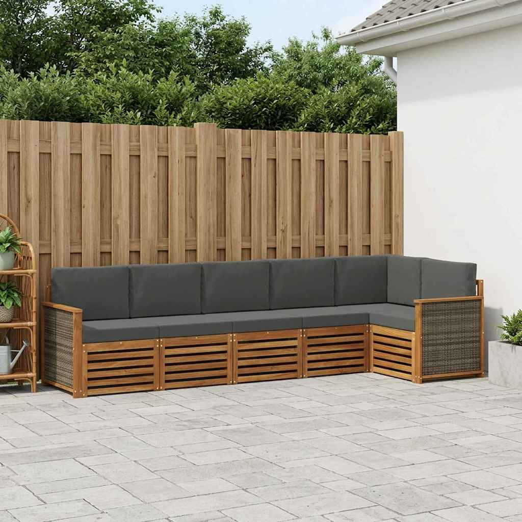 vidaXL Ecksofa Set mit Kissen 5 pcs Natur und Anthrazit
