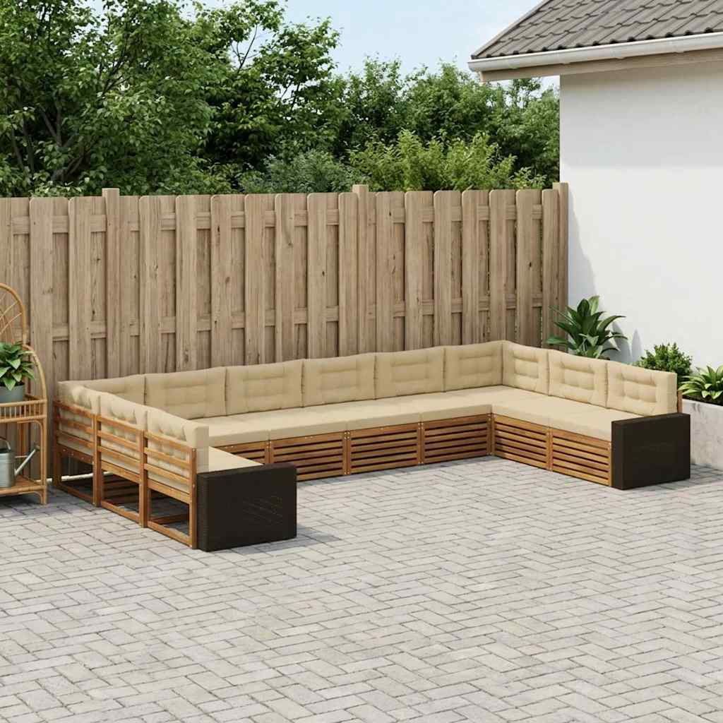 vidaXL Sofagarnituren mit Kissen 10 pcs Massivholz Akazie