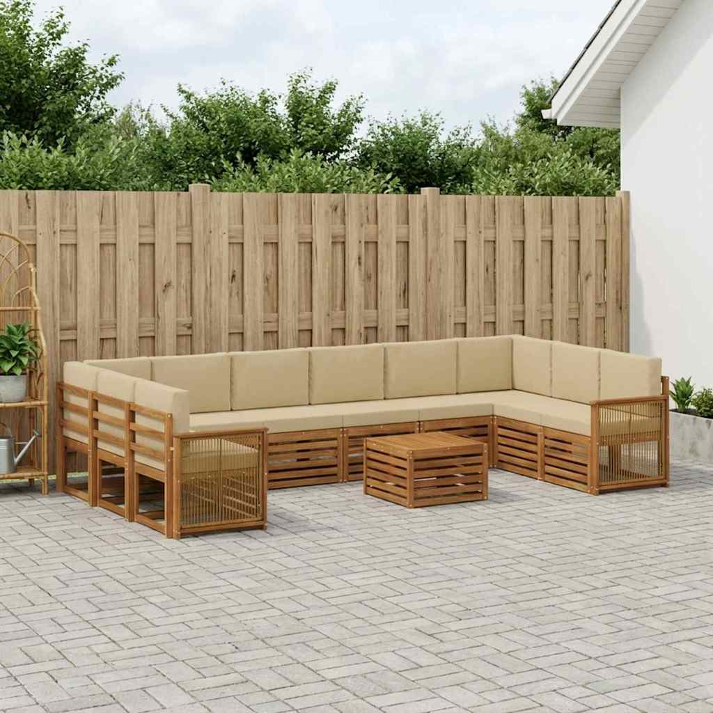 vidaXL Outdoor-Sofagarnitur mit Kissen 8 pcs Natur