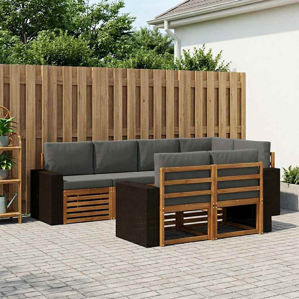 vidaXL Ecksofa Set mit Kissen 7 pcs Natur und Anthrazit
