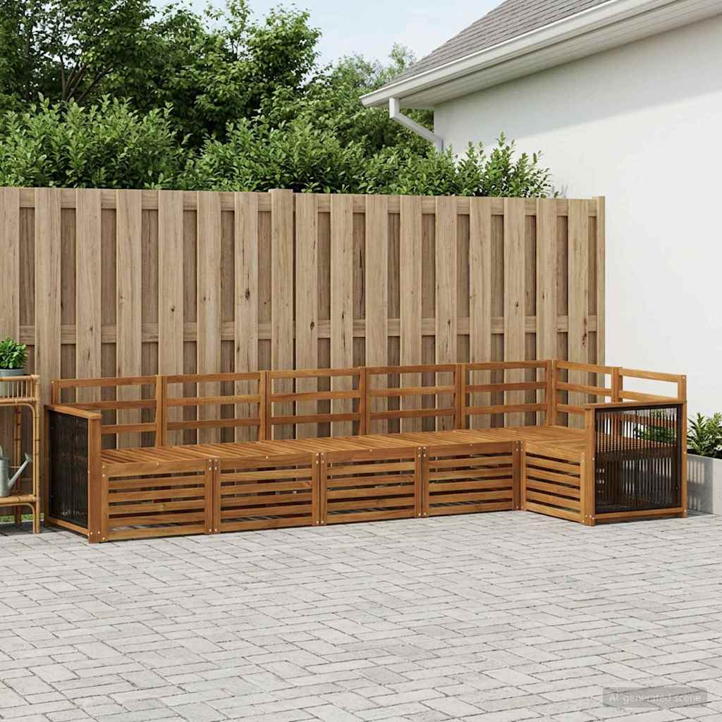 vidaXL Ecksofa Set 5 pcs Natur Massivholz Akazie
