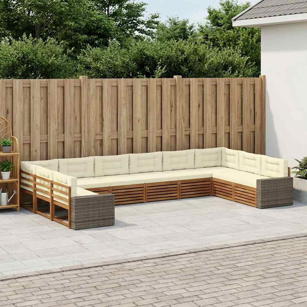 vidaXL Sofagarnituren mit Kissen 10 pcs Massivholz Akazie