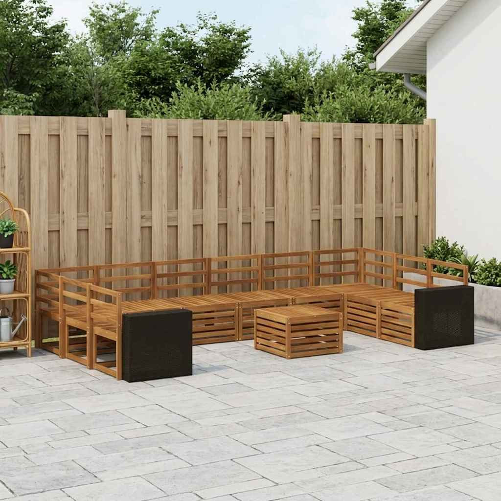 vidaXL Outdoor-Sofagarnitur 11 pcs Natur Massivholz Akazie