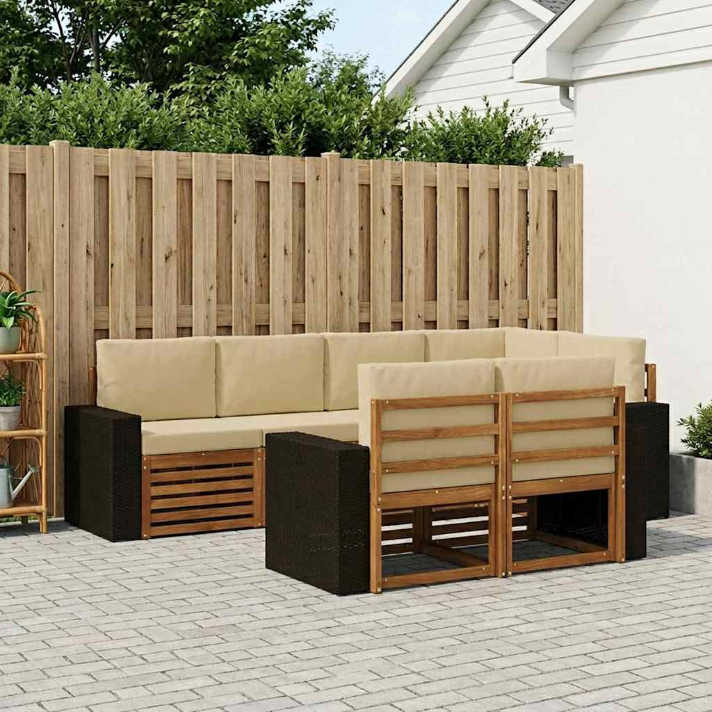 vidaXL Ecksofa Set mit Kissen 7 pcs Natur und Beige