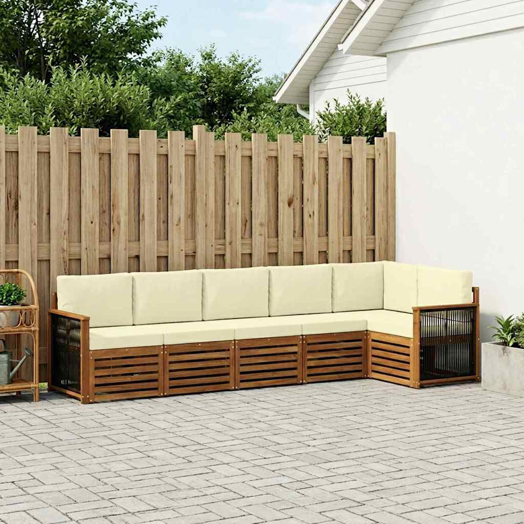 vidaXL Ecksofa Set mit Kissen 5 pcs Natur und Creme