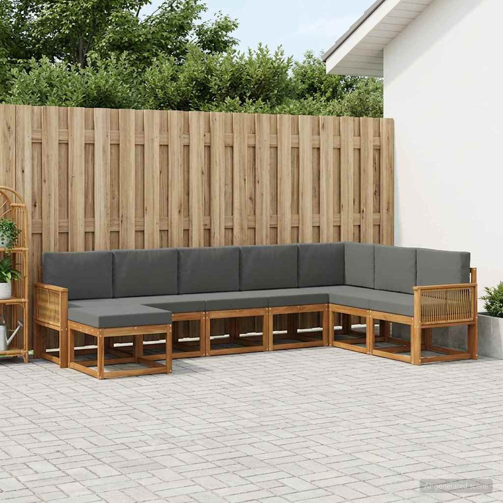 vidaXL Outdoor-Sofagarnitur mit Kissen 8 pcs Natur und Anthrazit