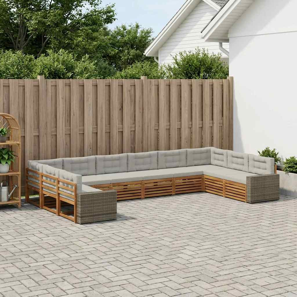 vidaXL Sofagarnituren mit Kissen 10 pcs Massivholz Akazie