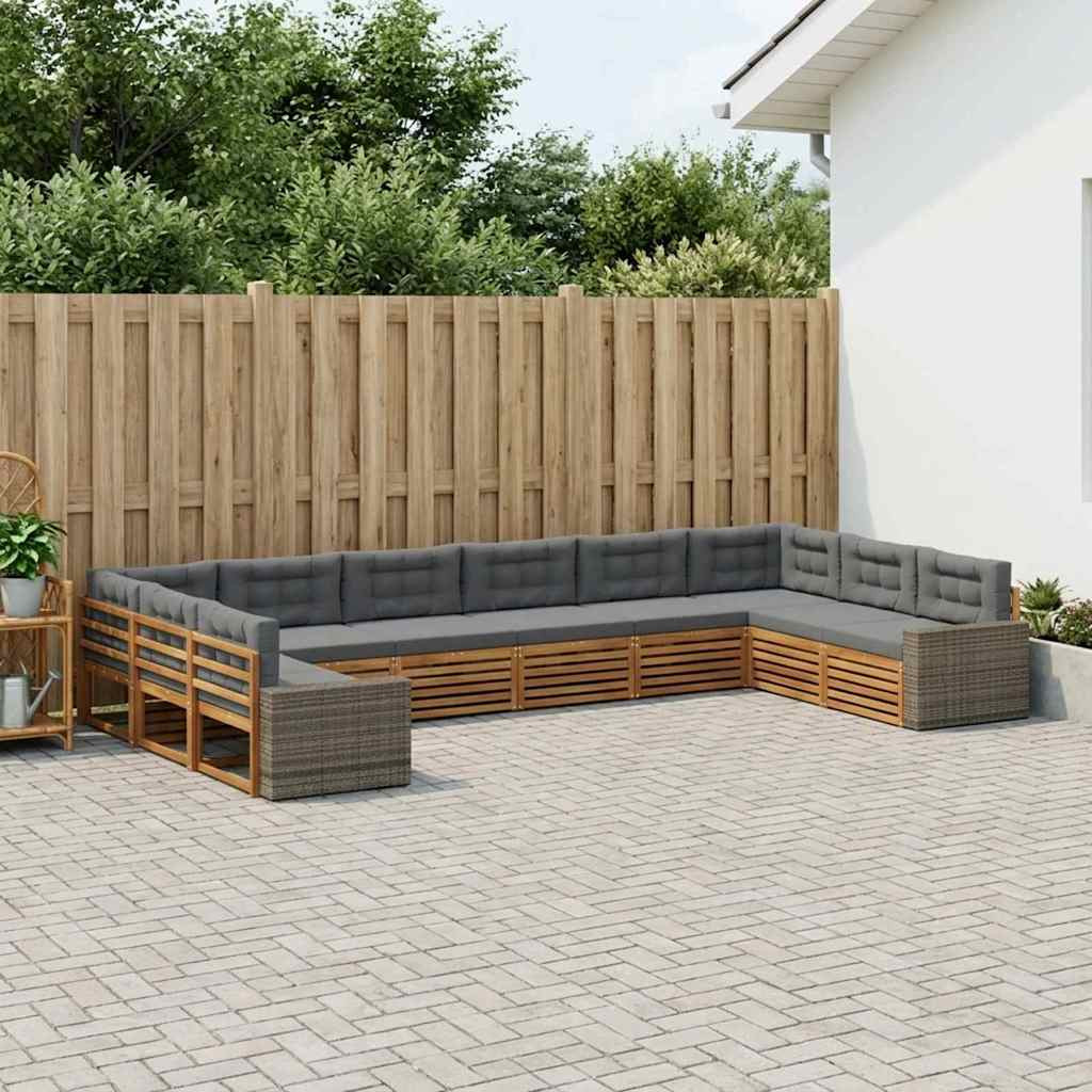 vidaXL Sofagarnituren mit Kissen 10 pcs Massivholz Akazie