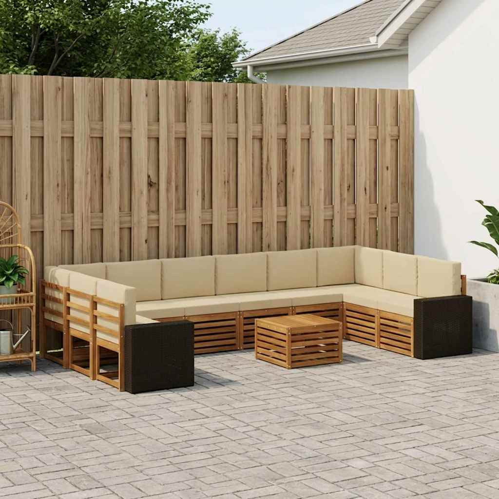vidaXL Outdoor-Sofagarnitur 11 pcs Natur und Beige Polyester