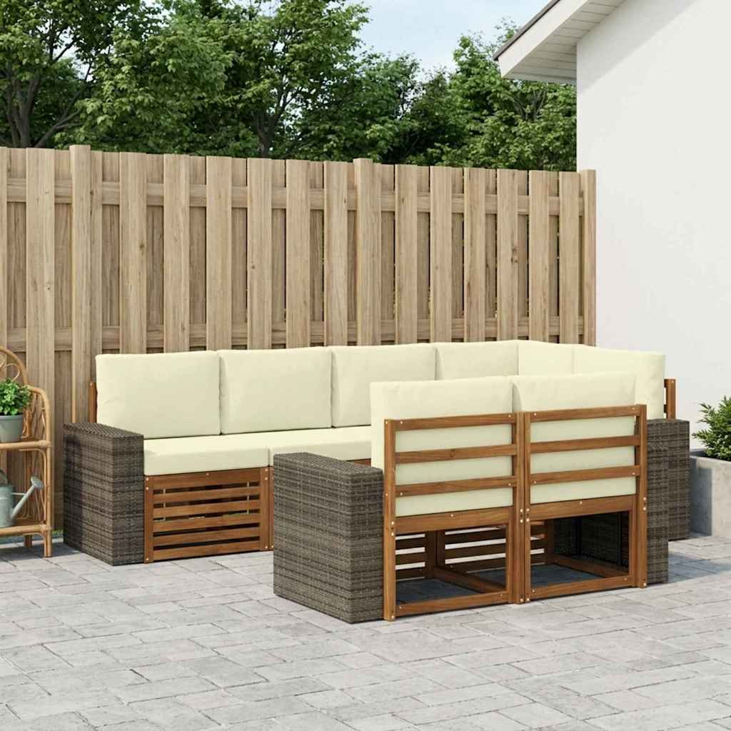 vidaXL Ecksofa Set mit Kissen 7 pcs Natur und Creme