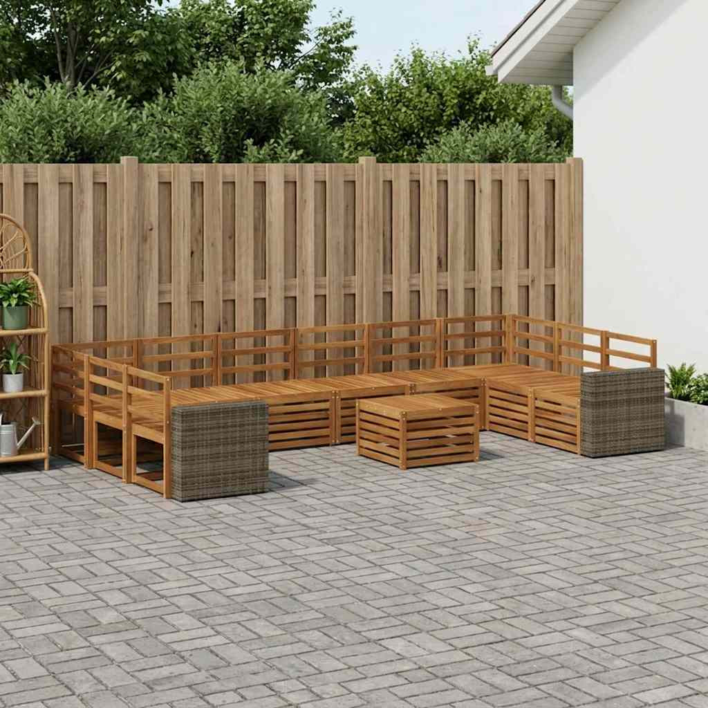 vidaXL Outdoor-Sofagarnitur 11 pcs Natur Massivholz Akazie