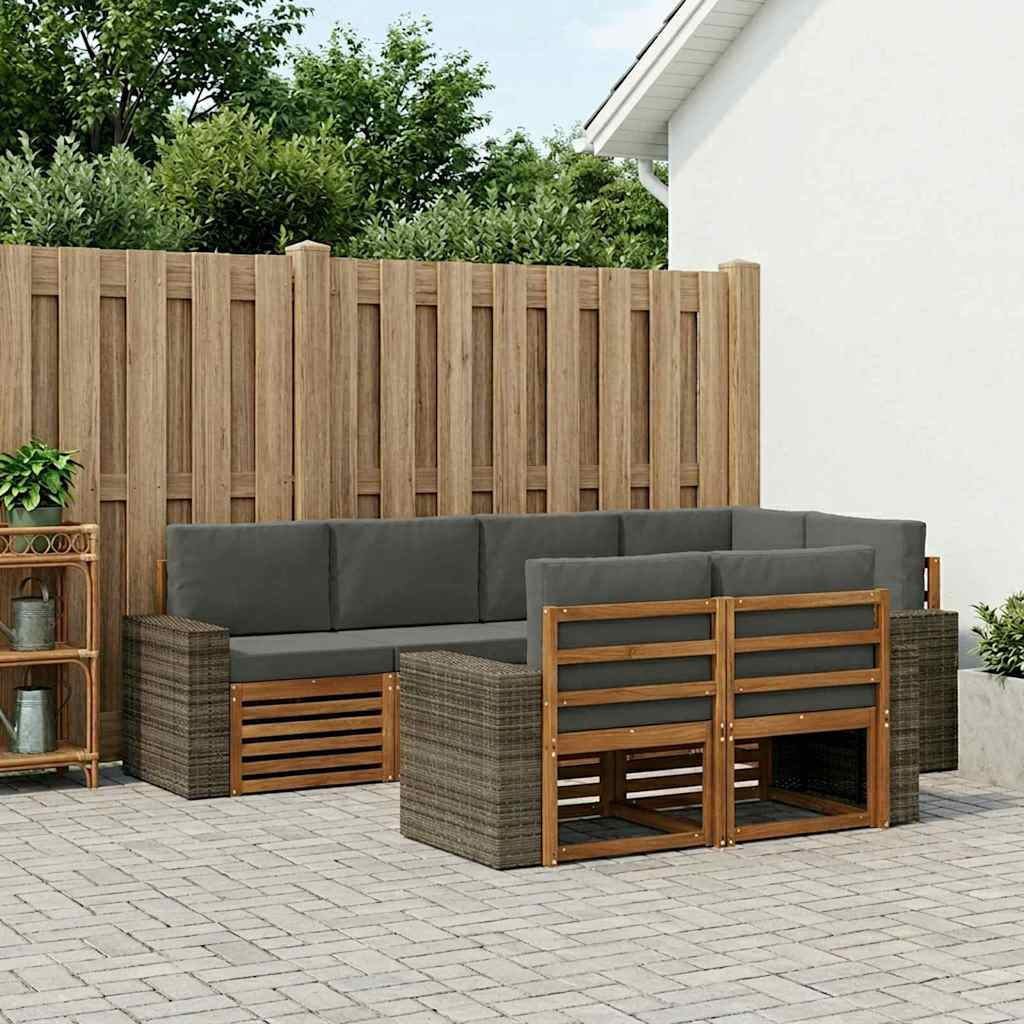 vidaXL Ecksofa Set mit Kissen 7 pcs Natur und Anthrazit