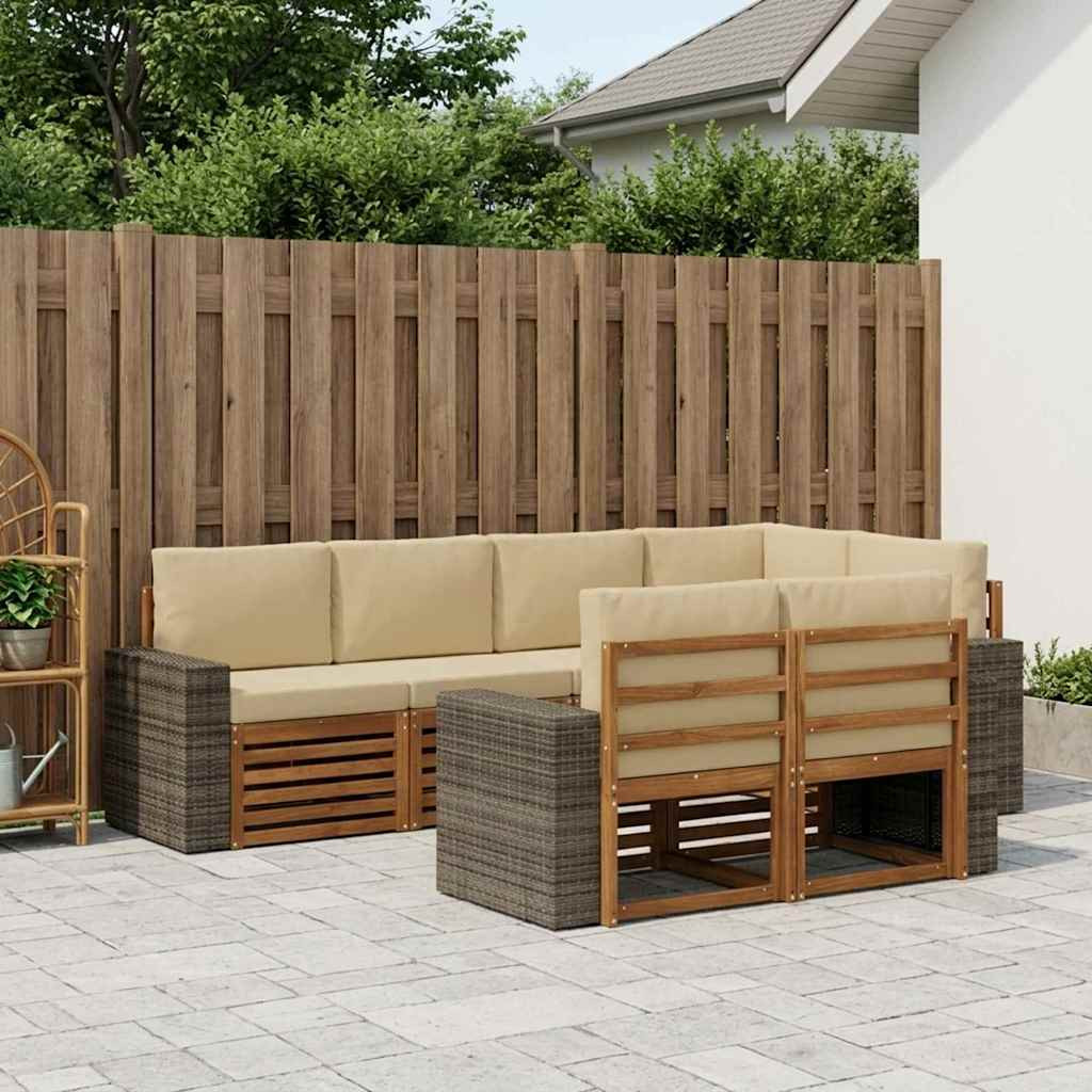 vidaXL Ecksofa Set mit Kissen 7 pcs Natur und Beige