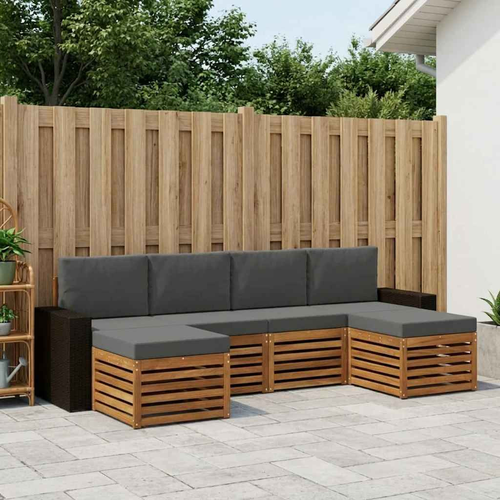 vidaXL Sofagarnituren 6 pcs Natur und Anthrazit Massivholz Akazie