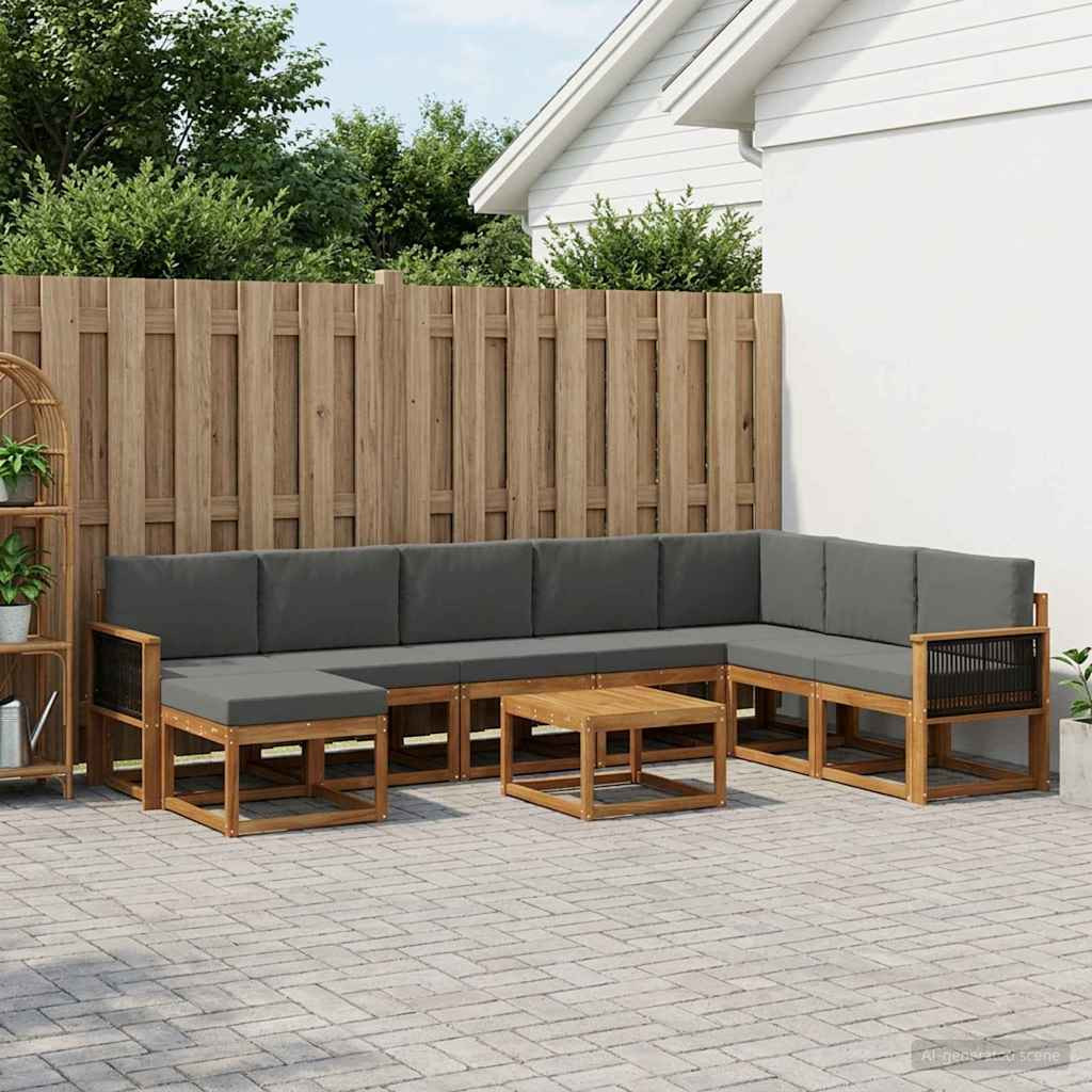 vidaXL Outdoor-Sofagarnitur mit Kissen 9 pcs Natur und Anthrazit