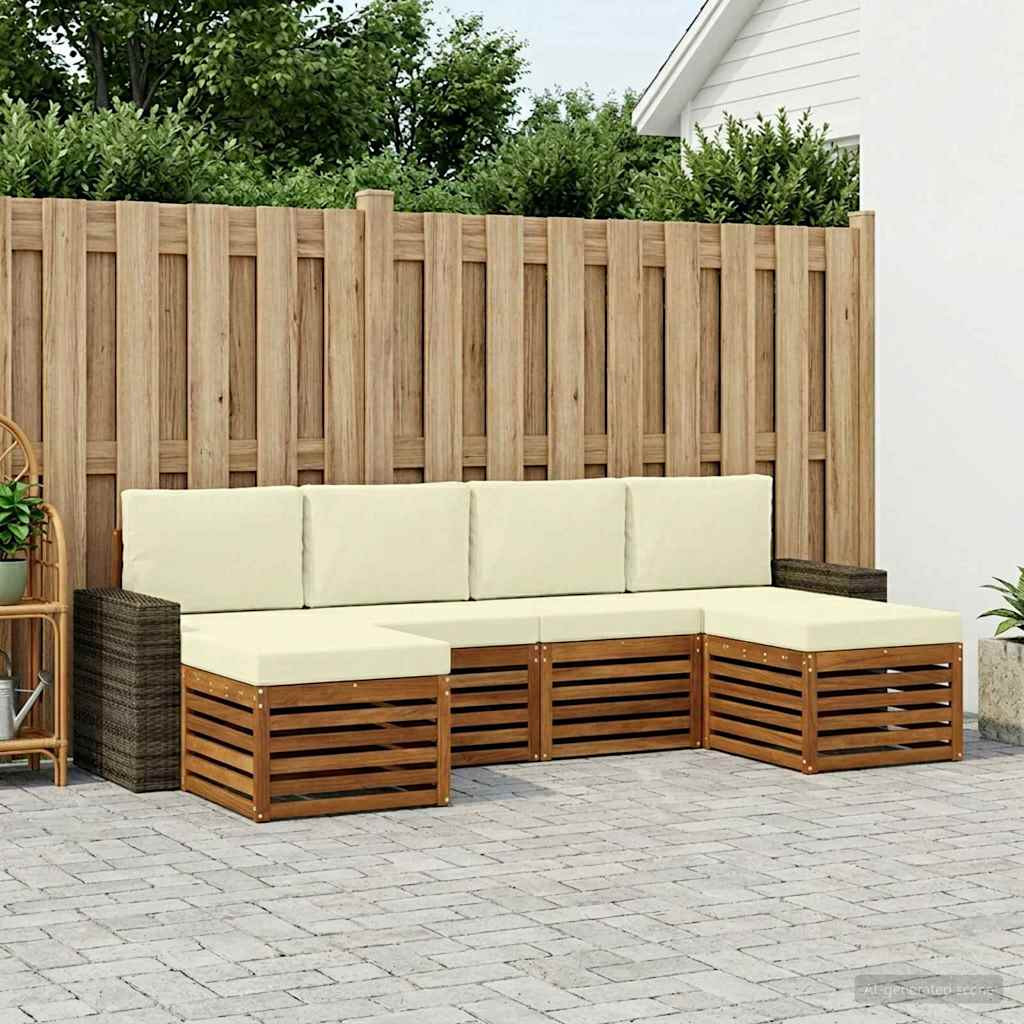 vidaXL Sofagarnituren 6 pcs Natur und Creme Massivholz Akazie