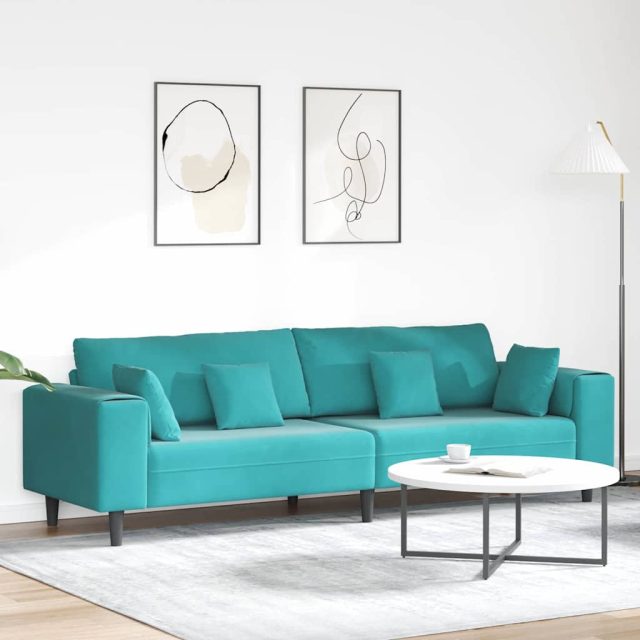 vidaXL Sofa Türkis 250 x 77 x 76 cm Samt