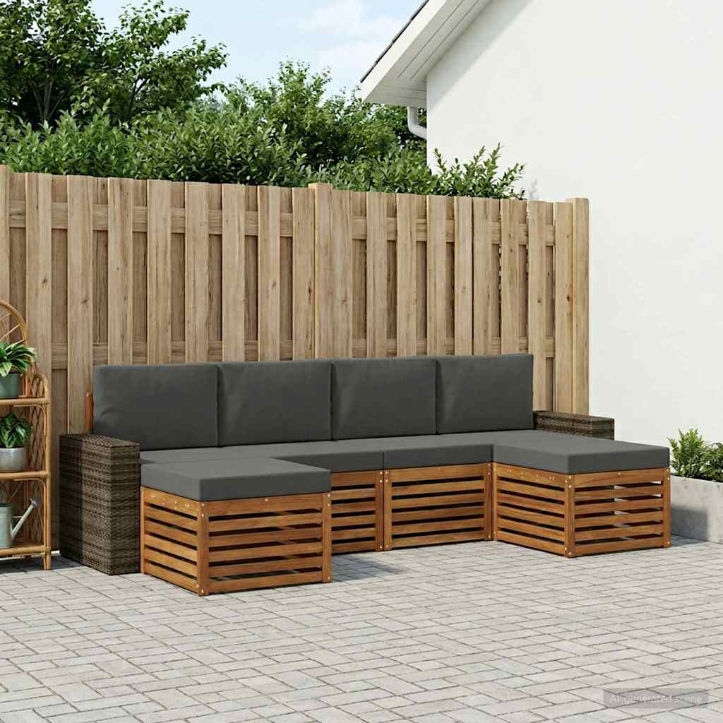 vidaXL Sofagarnituren 6 pcs Natur und Anthrazit Massivholz Akazie