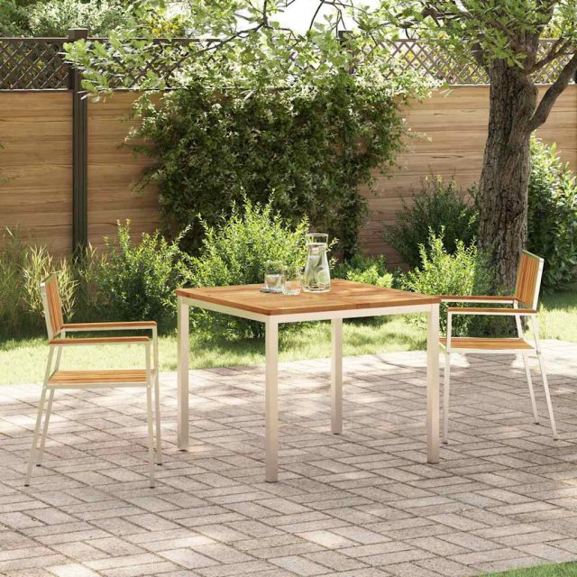 vidaXL Outdoortisch-Set 3 pcs Massives Akazienholz und Edelstahl