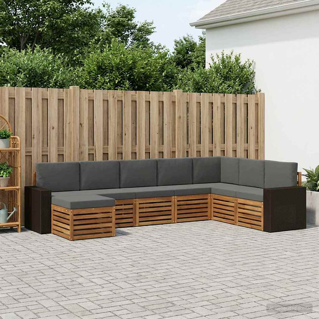 vidaXL Outdoor-Sofagarnitur mit Kissen 8 pcs Natur und Anthrazit
