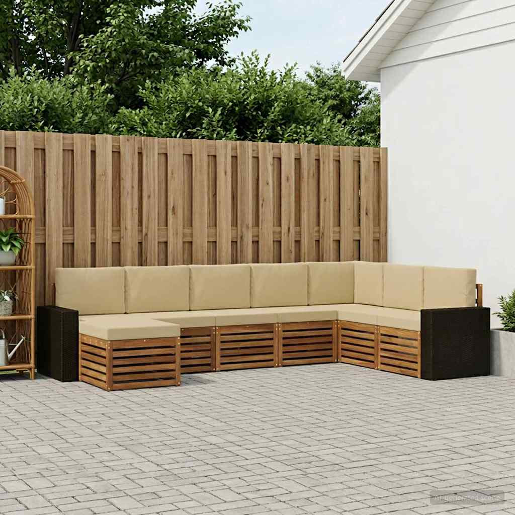 vidaXL Outdoor-Sofagarnitur mit Kissen 8 pcs Natur und Beige