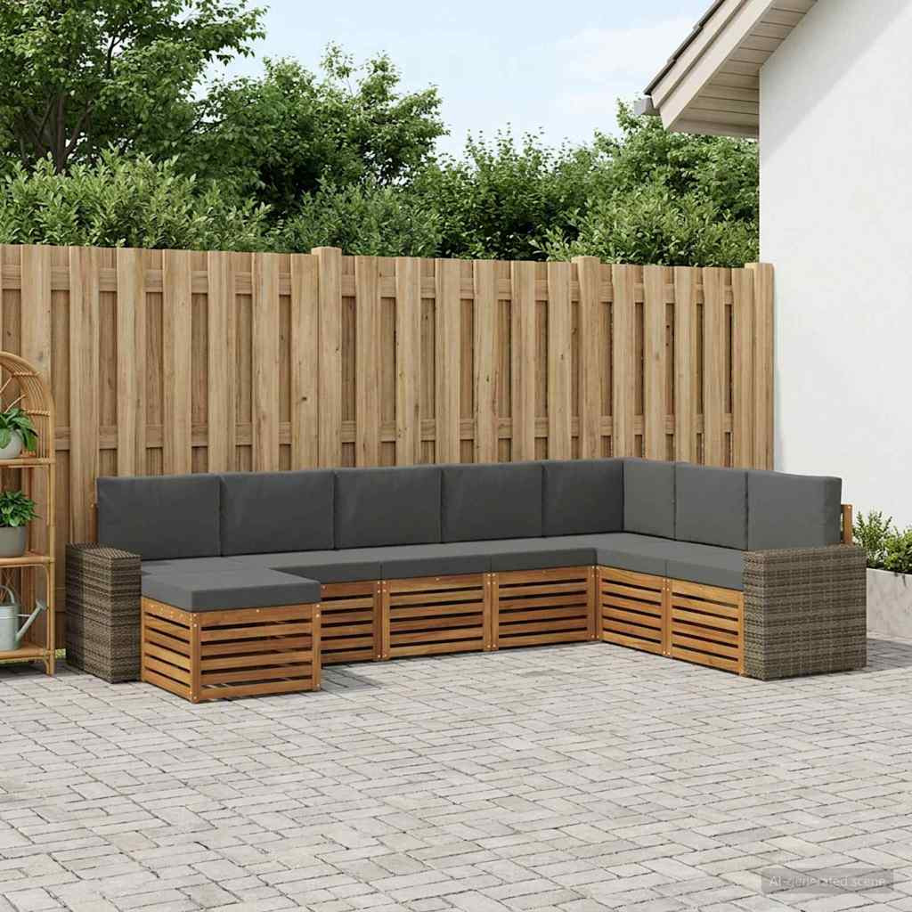 vidaXL Outdoor-Sofagarnitur mit Kissen 8 pcs Natur und Anthrazit