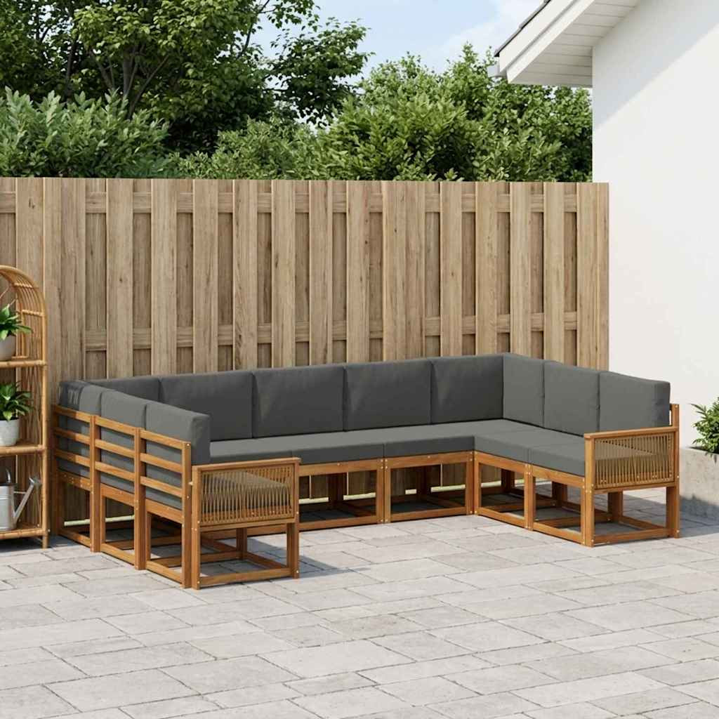 vidaXL Outdoor-Sofagarnitur mit Kissen 9 pcs Natur und Anthrazit
