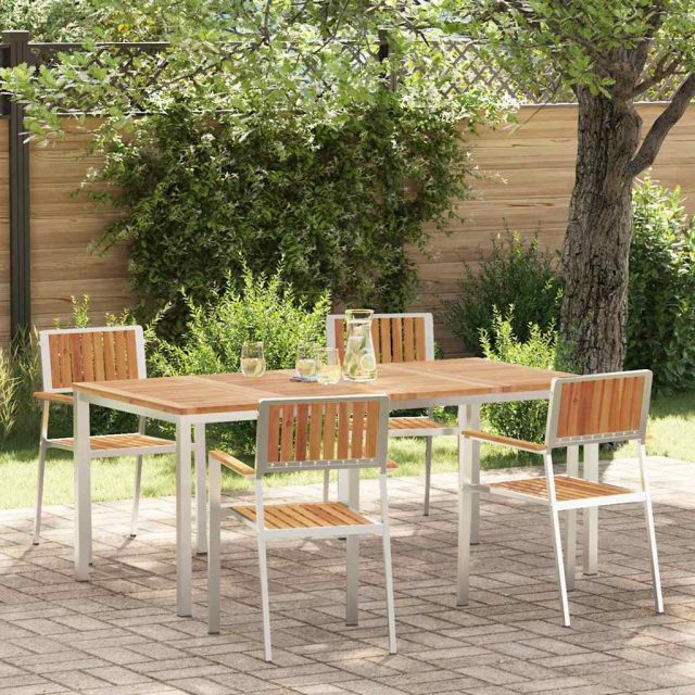 vidaXL Outdoortisch-Set 5 pcs Massives Akazienholz und Edelstahl