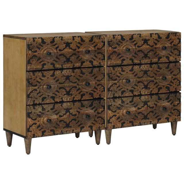 vidaXL Sideboard 2 pcs Braun 60 x 33,5 x 75 cm Massivholz Mango