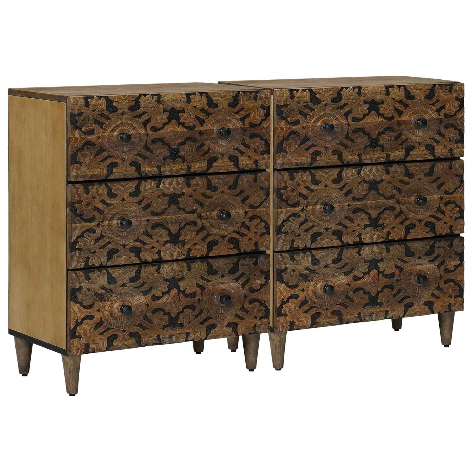 vidaXL Sideboard 2 pcs Braun 60 x 33,5 x 75 cm Massivholz Mango