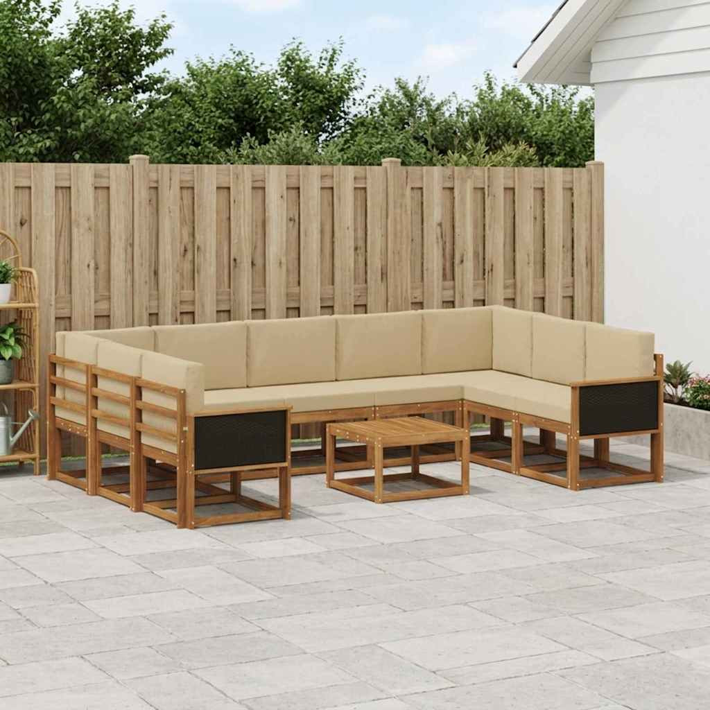 vidaXL Outdoor-Sofagarnitur 10 pcs Natur und Beige Massivholz Akazie