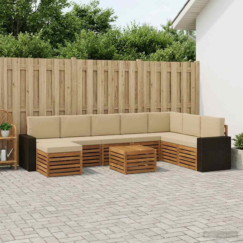 vidaXL Outdoor-Sofagarnitur mit Kissen 9 pcs Natur und Beige