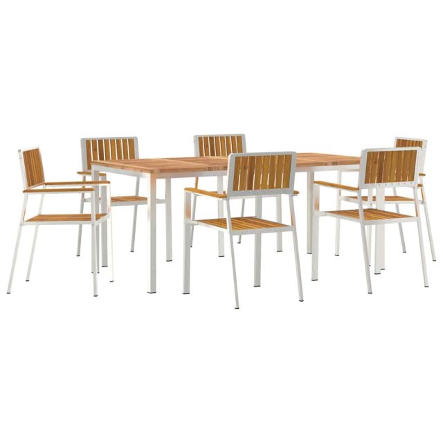 vidaXL Outdoortisch-Set 7 pcs Massives Akazienholz und Edelstahl