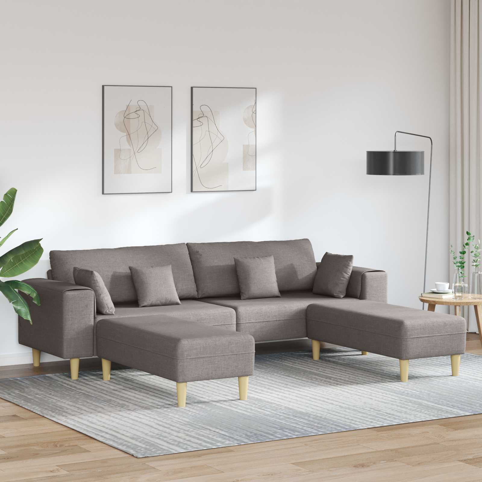 vidaXL Sofa mit Kissen 3 pcs Taupe Stoff
